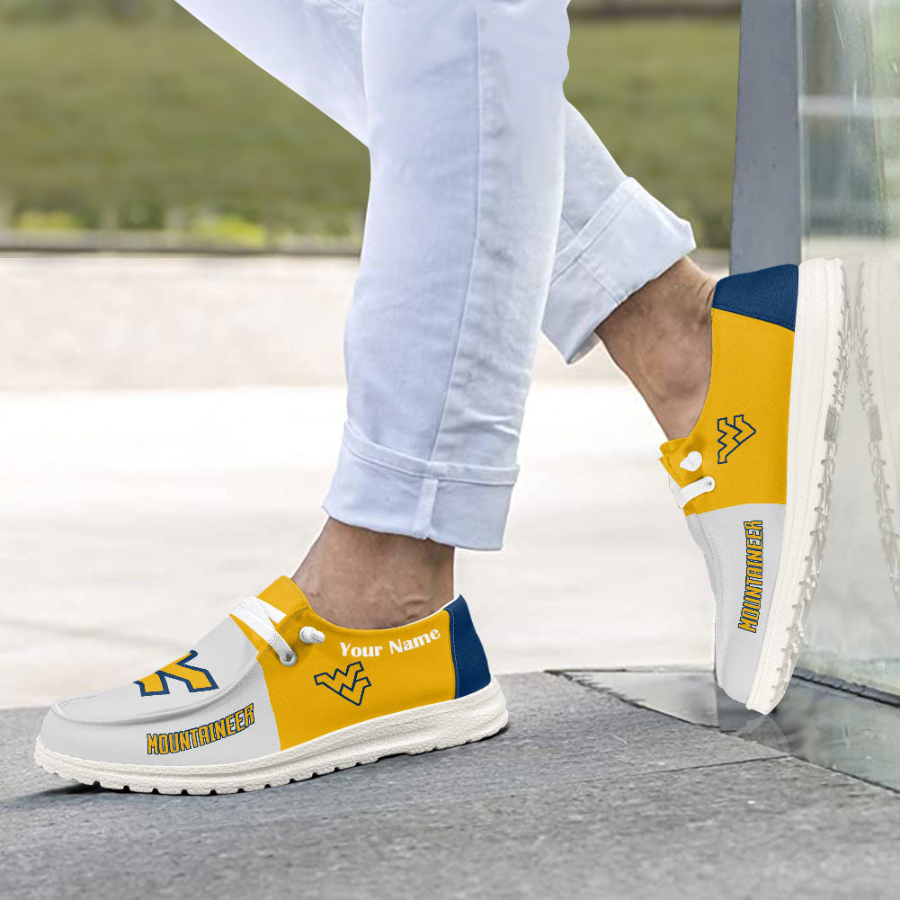 West Virginia Mountaineers Personalized Hey Dude Sports Shoes - Custom Name Design