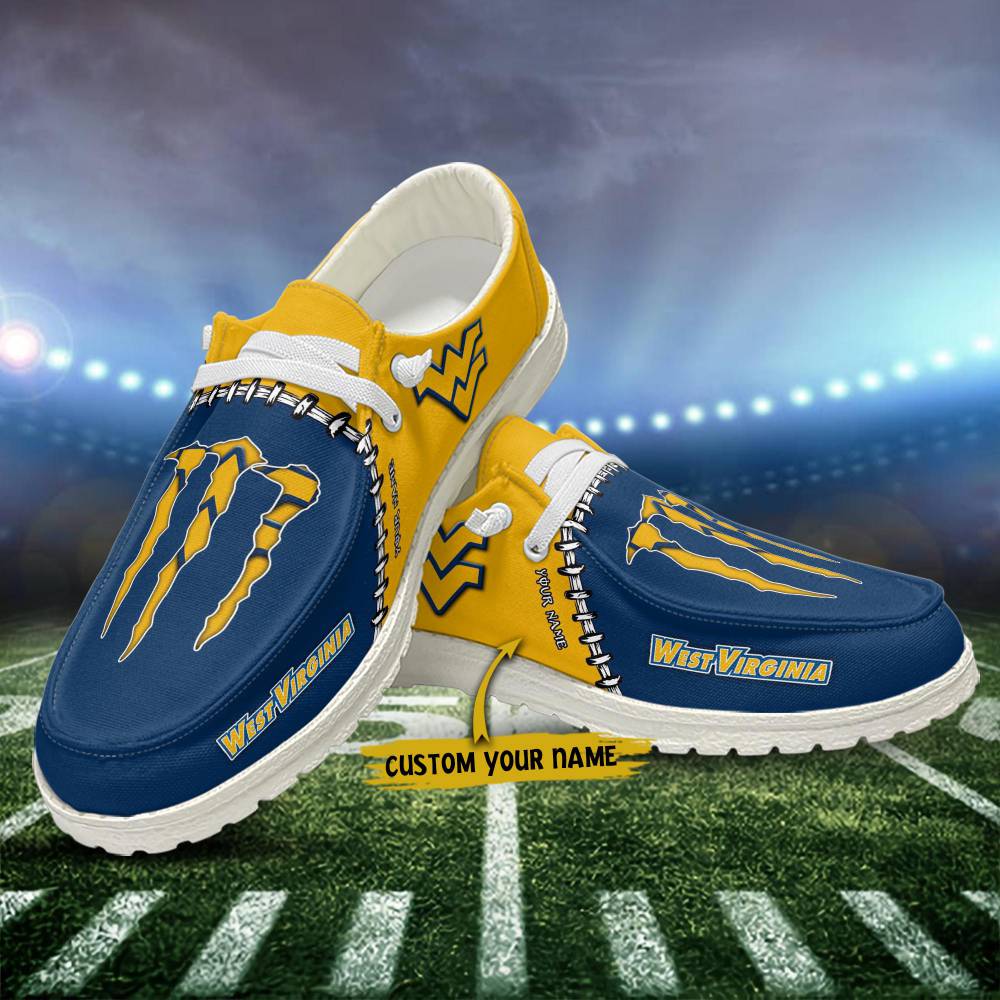 West Virginia Mountaineers Personalized Hey Dude Sports Shoes - Custom Name Design